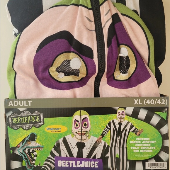 Rubies Beetlejuice Halloween Costume Hooded Jumpsuit Cosplay Adult  XL 40/42 Men - Picture 5 of 11